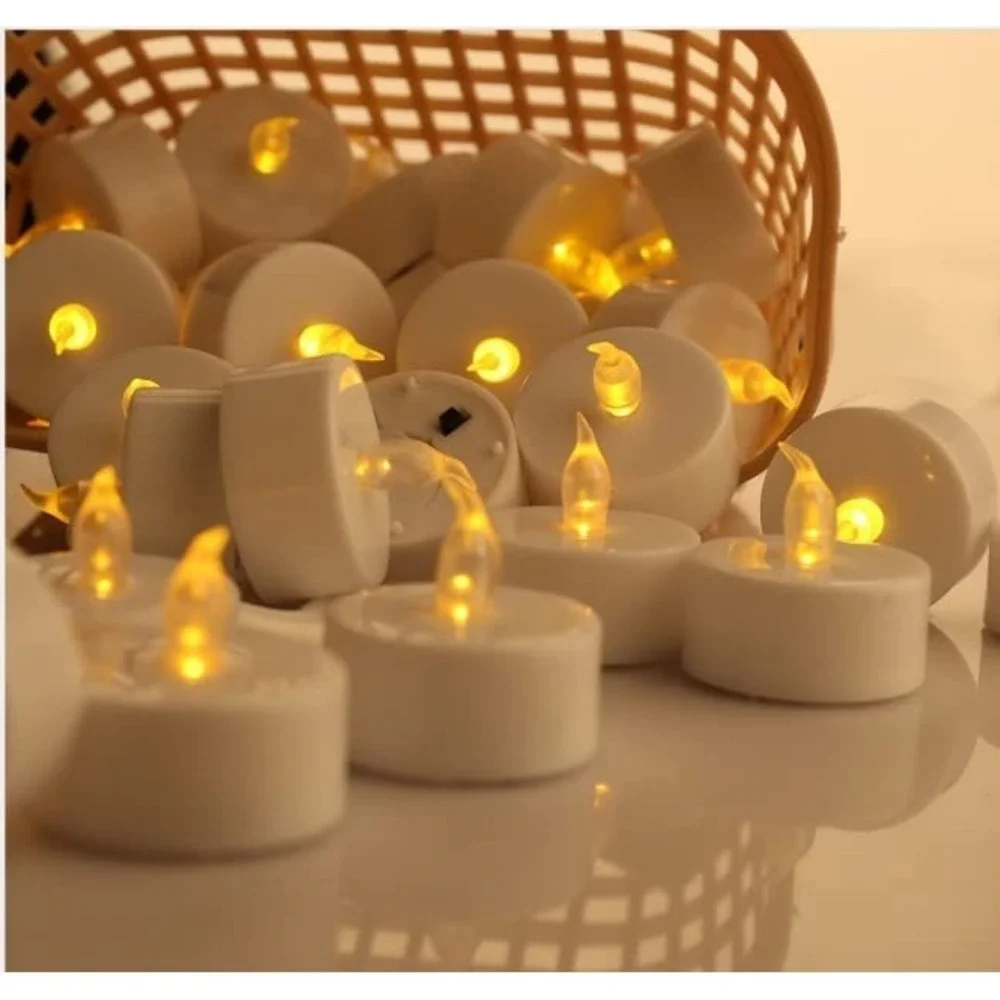 12 PCS Warm Yellow LED Tea Lights Candles 200‎ Hours Battery Operated